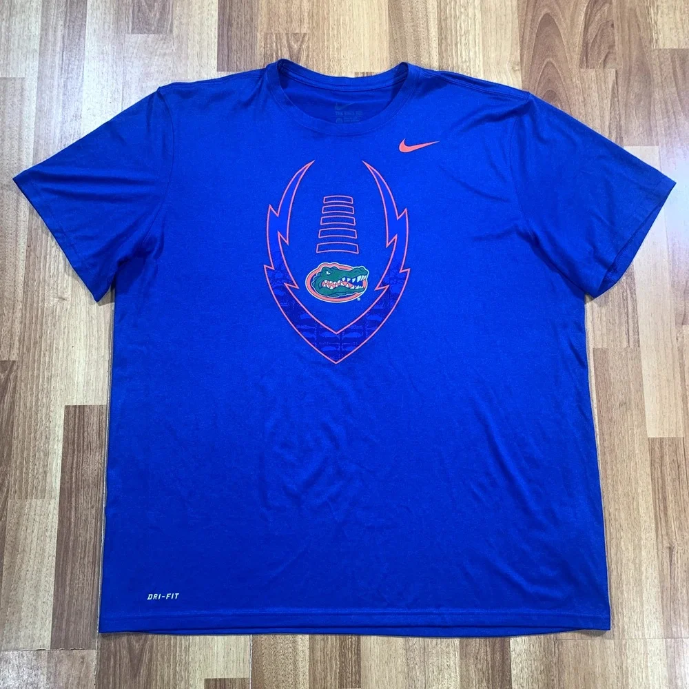 Nike Shirt Mens 2XL XXL Blue Orange Florida Gators University Dri-Fit